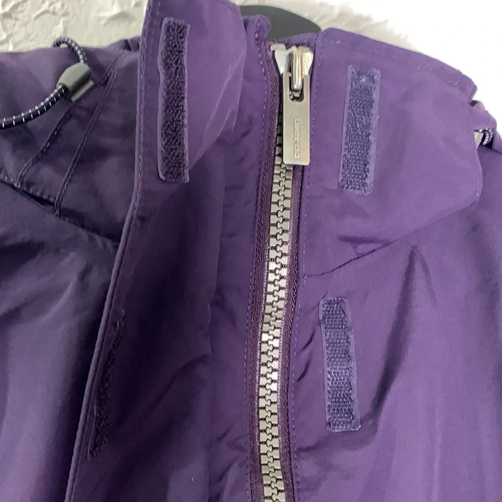 Lands’ End Parka Purple Medium Windbreaker Fleece Lined Full Zip Detachable Hood - Picture 8 of 17